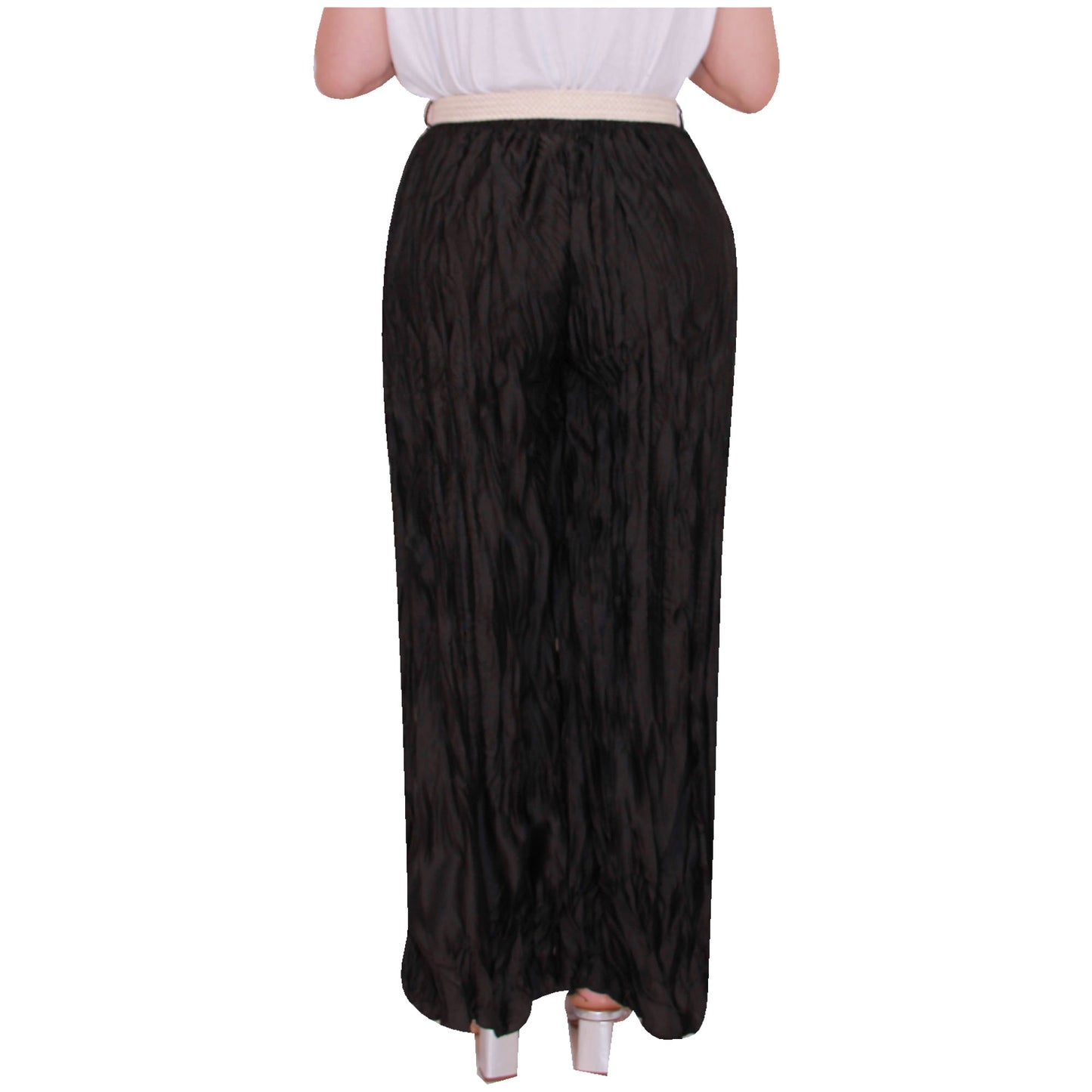 Crinkle Palazzo-broek voor dames met wijde pijpen