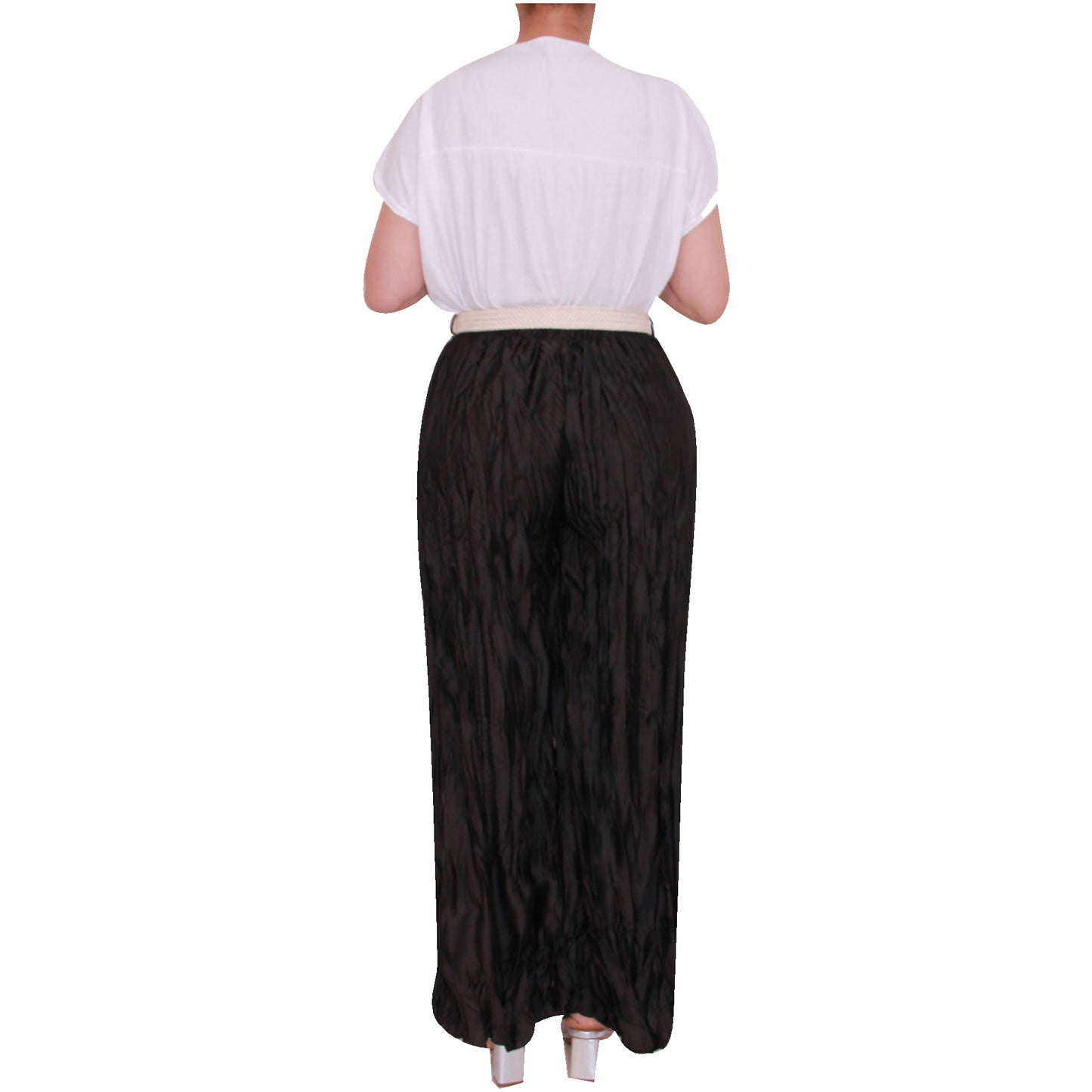 Crinkle Palazzo-broek voor dames met wijde pijpen