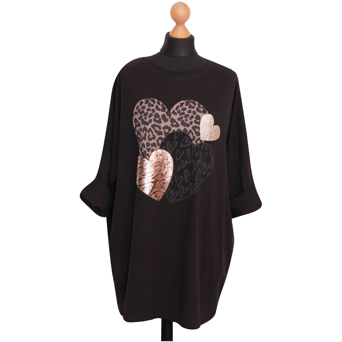 Women Top Ladies Plus Size ANIMAL HEART PRINTED TOP...... T-shirt