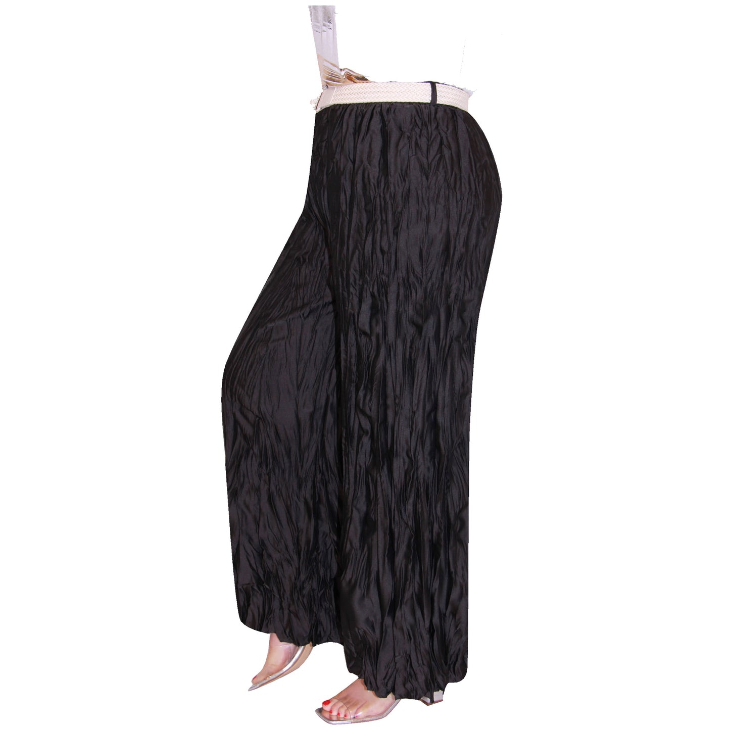 Crinkle Palazzo-broek voor dames met wijde pijpen