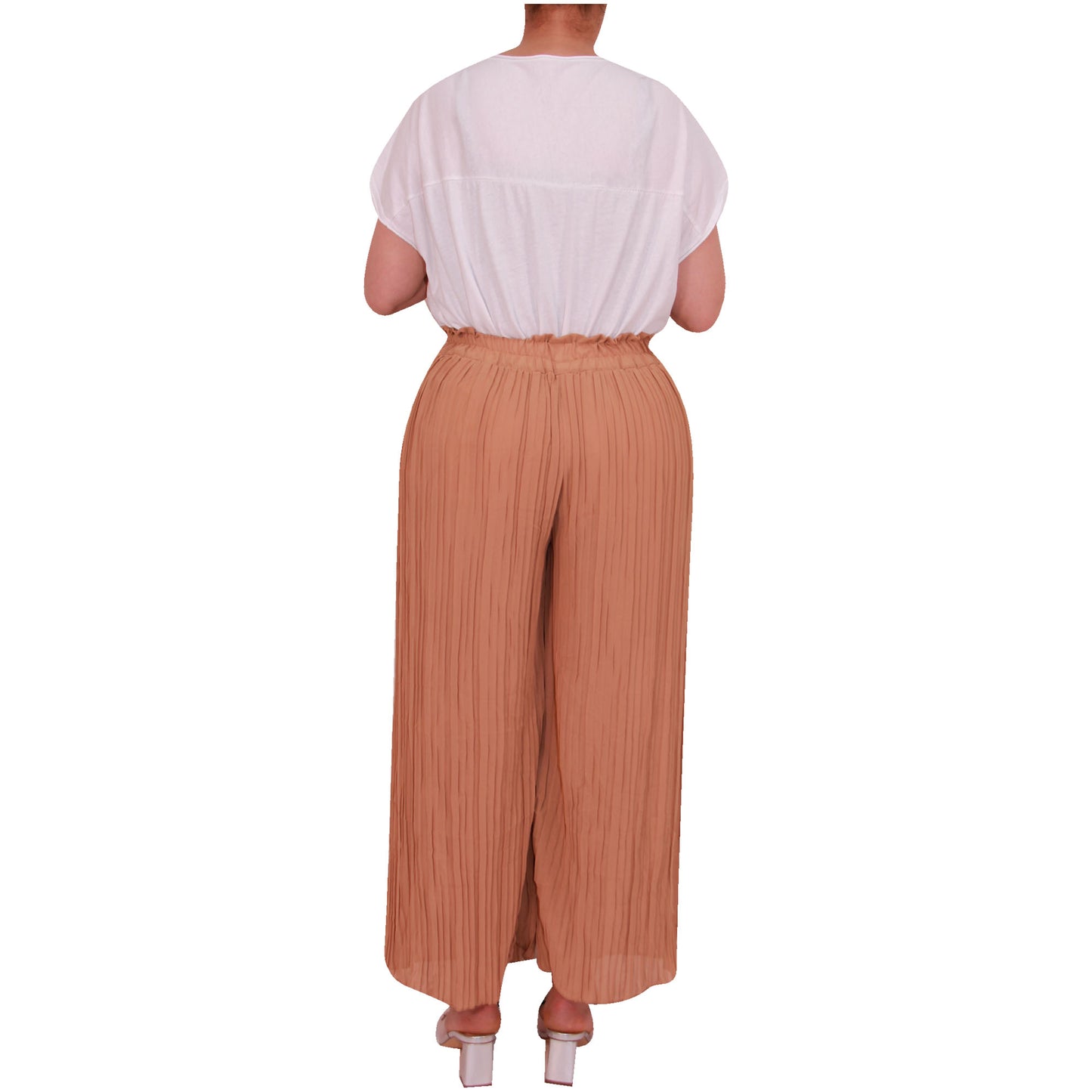Flowy and Chic: Women's Pleated Palazzo Pants with Wide Legs and Chiffon Fabric for Office and Casual Wear