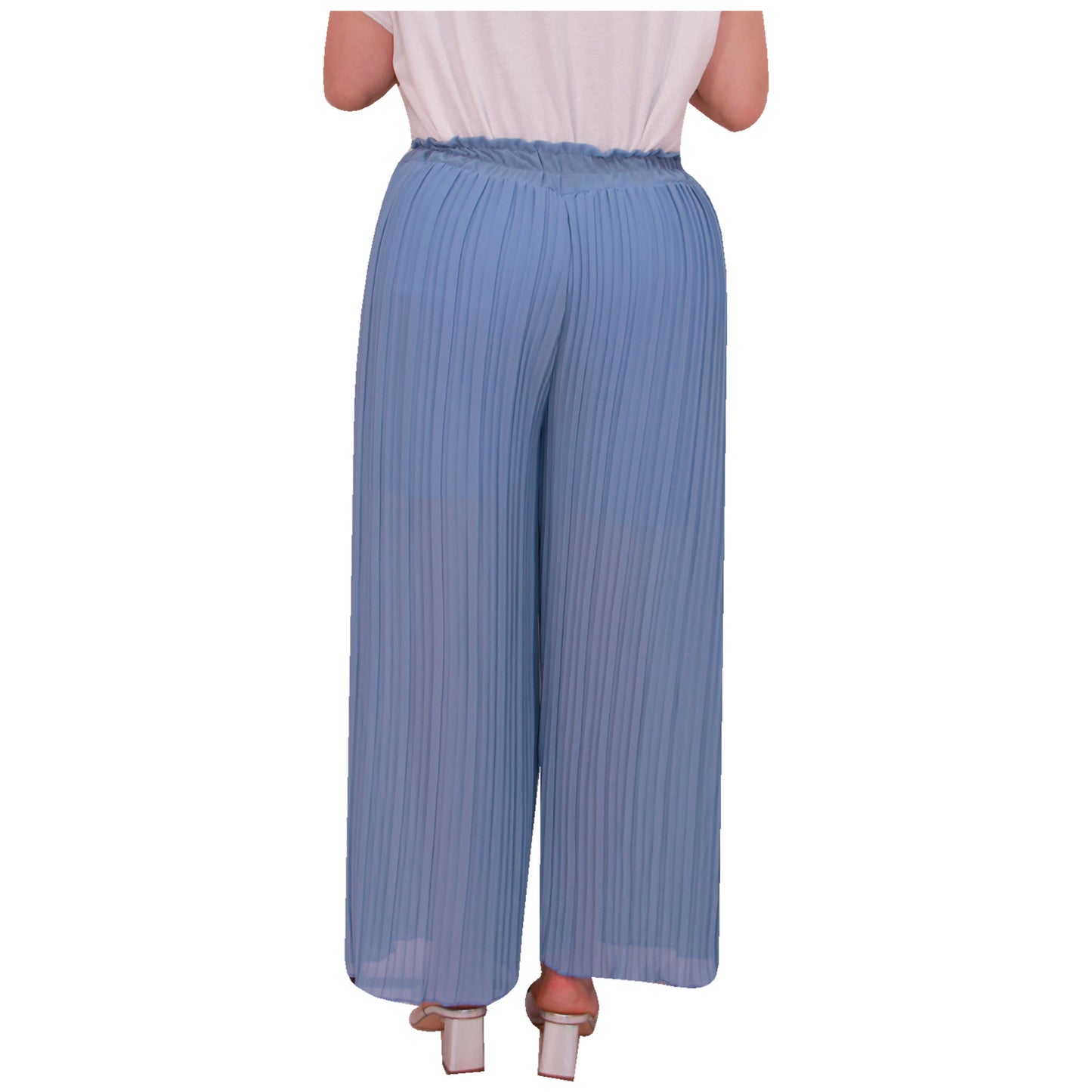 Flowy and Chic: Women's Pleated Palazzo Pants with Wide Legs and Chiffon Fabric for Office and Casual Wear