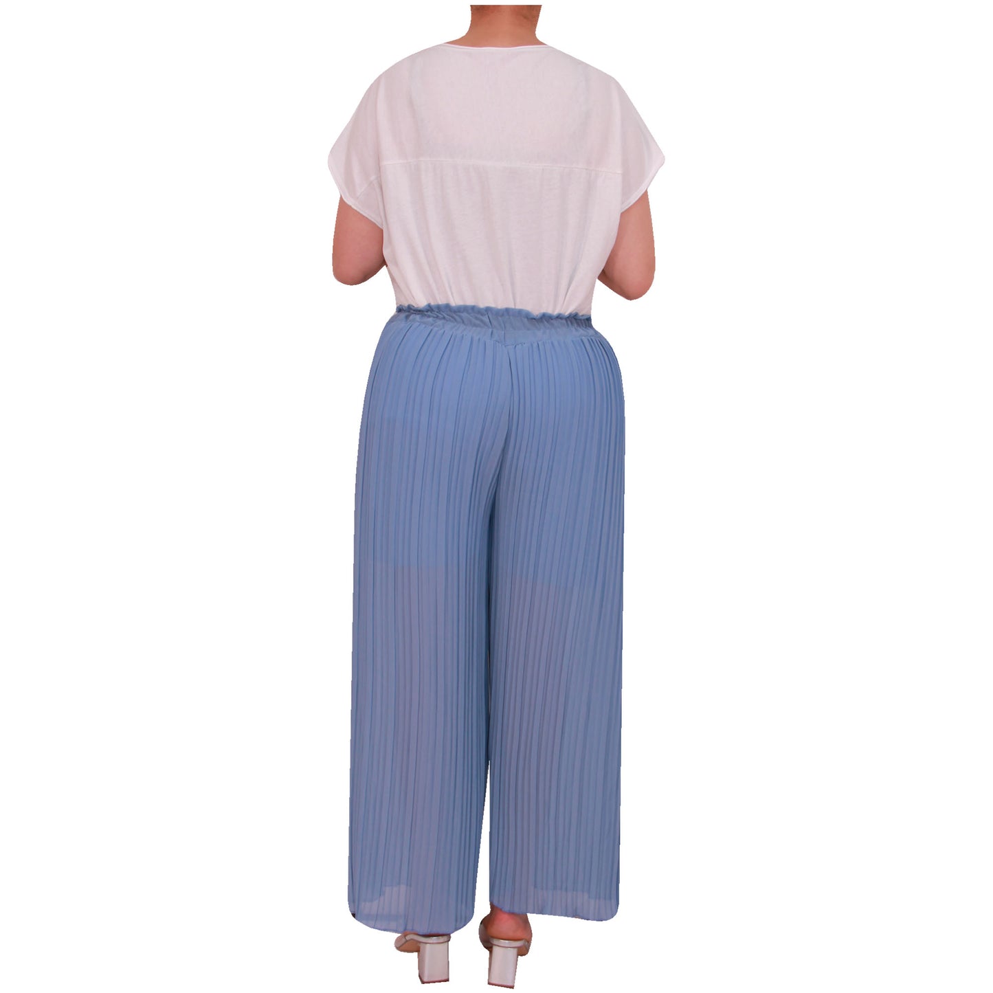 Flowy and Chic: Women's Pleated Palazzo Pants with Wide Legs and Chiffon Fabric for Office and Casual Wear
