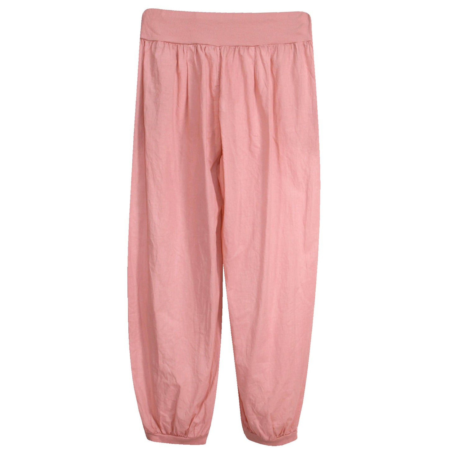 Sarouel en coton pour femme : taille élastiquée avec bouton en bois