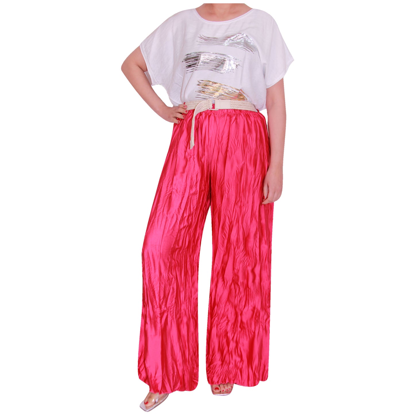 Crinkle Palazzo-broek voor dames met wijde pijpen