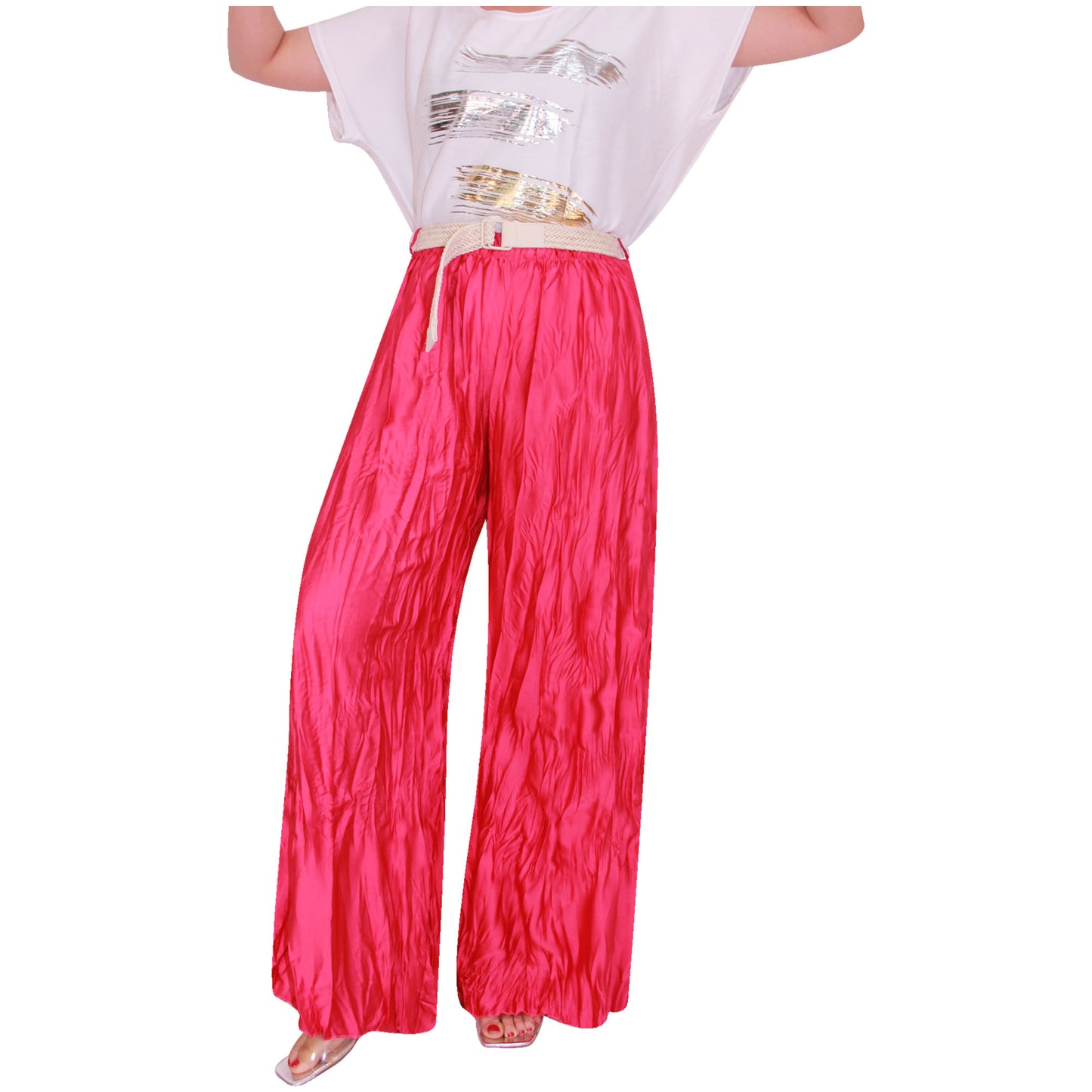 Crinkle Palazzo-broek voor dames met wijde pijpen