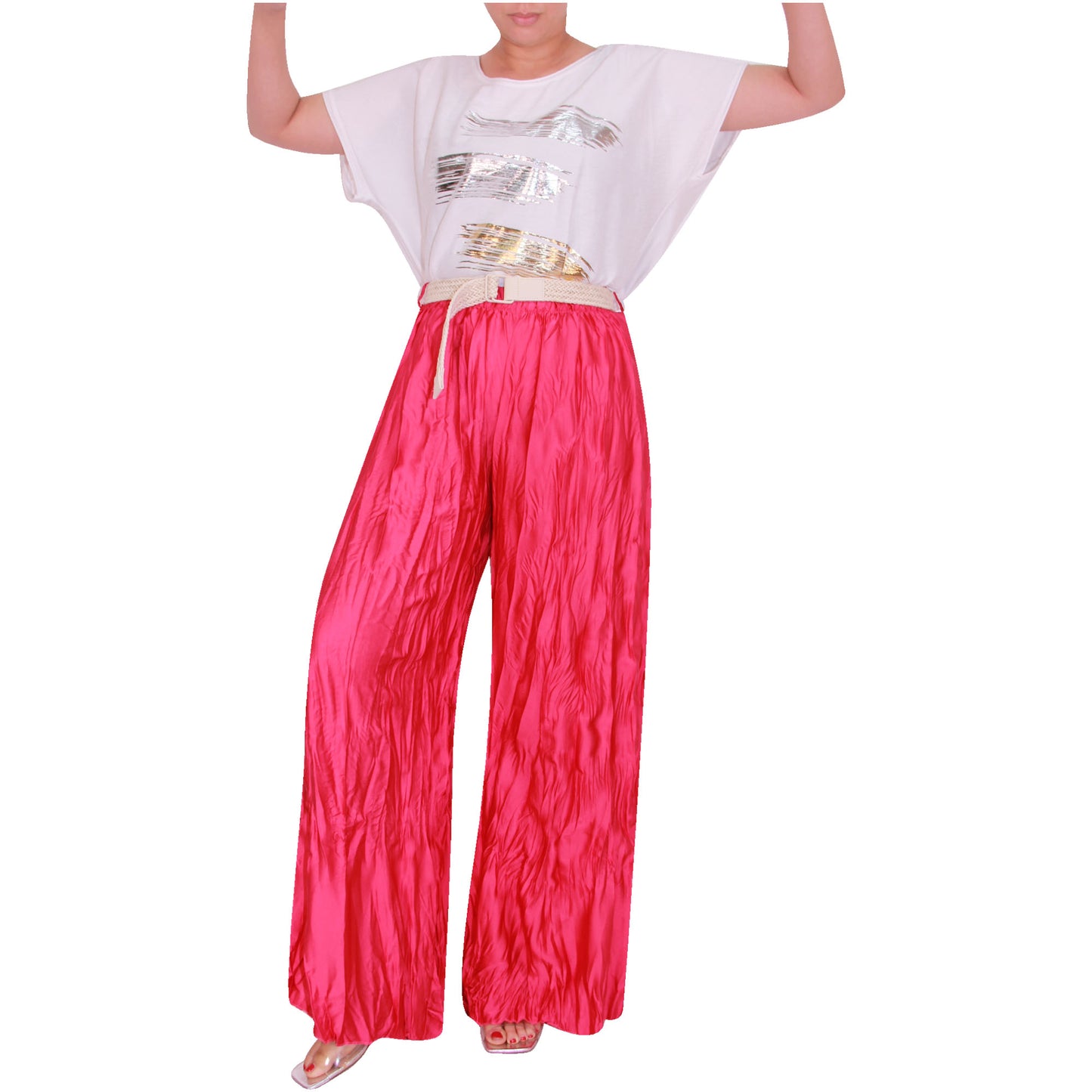 Crinkle Palazzo-broek voor dames met wijde pijpen