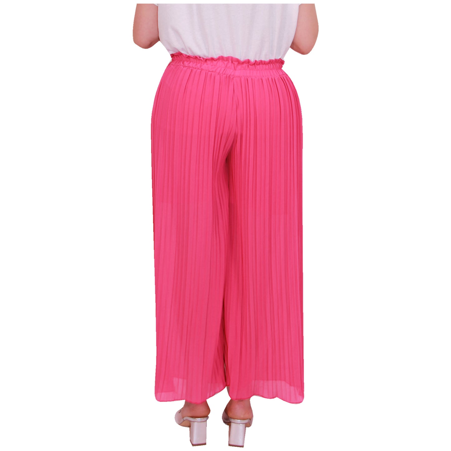Flowy and Chic: Women's Pleated Palazzo Pants with Wide Legs and Chiffon Fabric for Office and Casual Wear