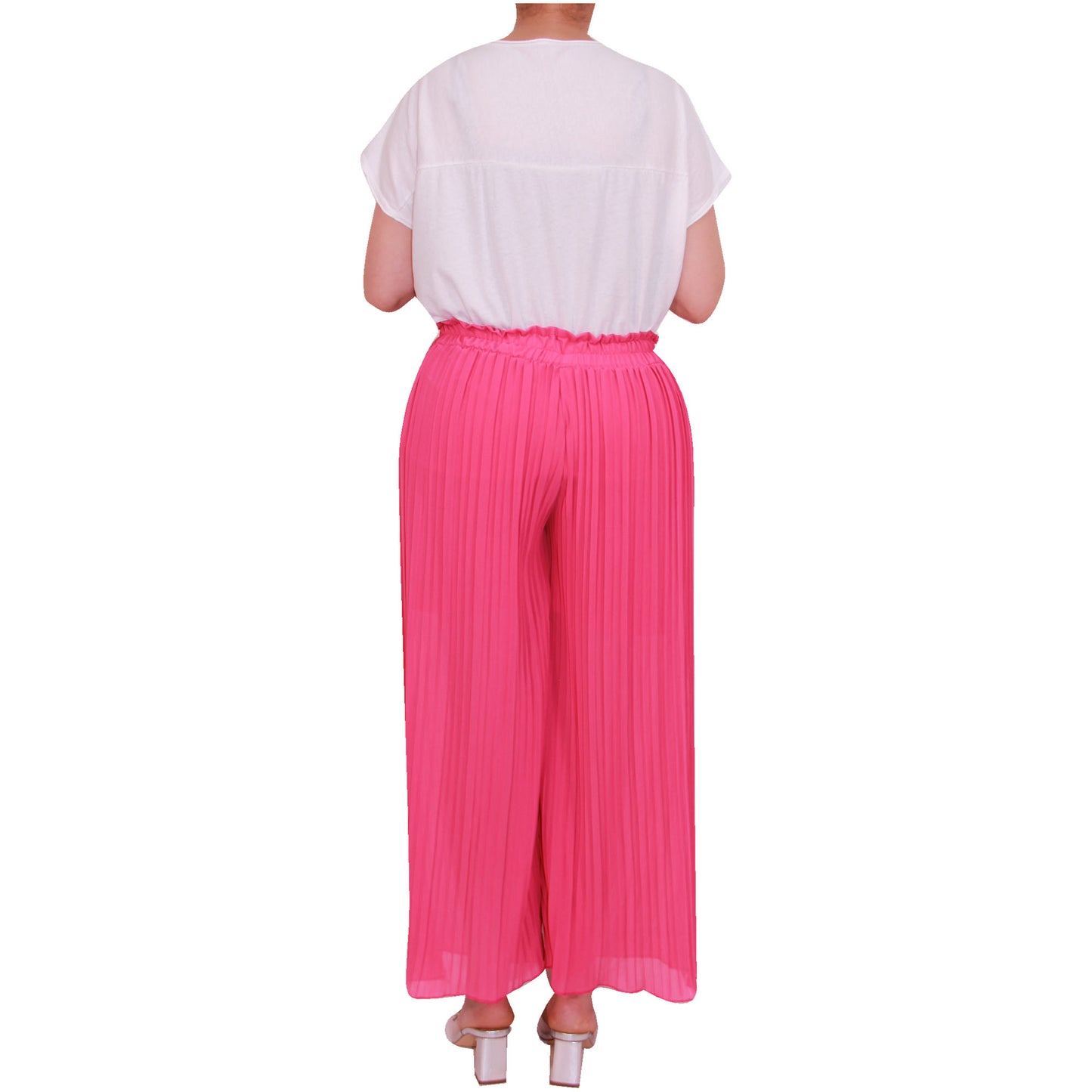 Flowy and Chic: Women's Pleated Palazzo Pants with Wide Legs and Chiffon Fabric for Office and Casual Wear