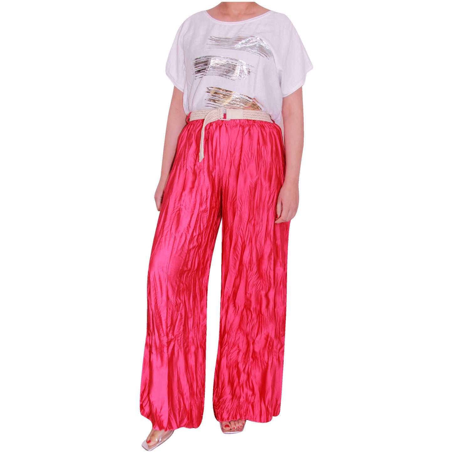 Crinkle Palazzo-broek voor dames met wijde pijpen