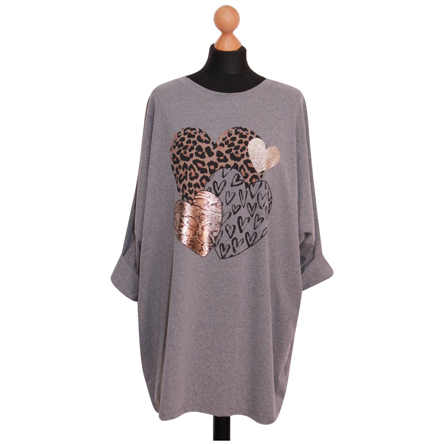 Women Top Ladies Plus Size ANIMAL HEART PRINTED TOP...... T-shirt