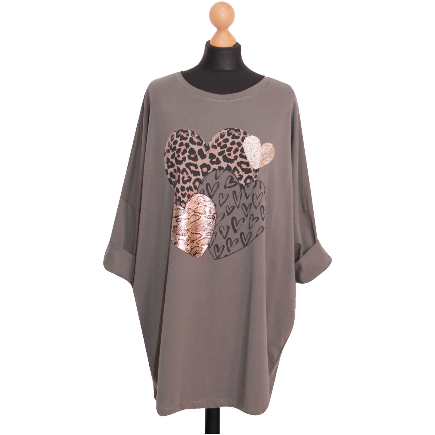 Women Top Ladies Plus Size ANIMAL HEART PRINTED TOP...... T-shirt