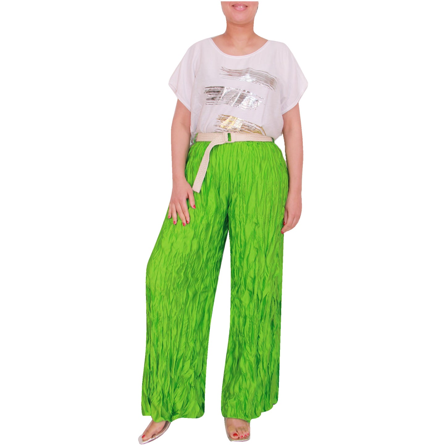 Crinkle Palazzo-broek voor dames met wijde pijpen