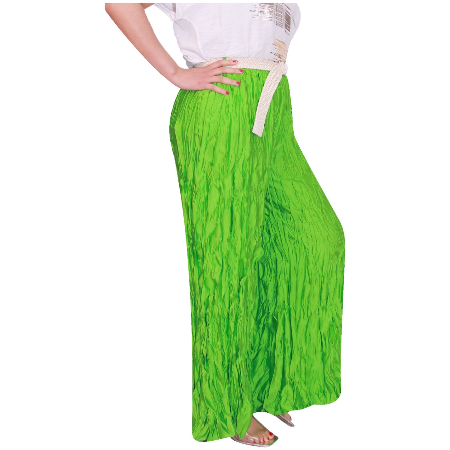 Crinkle Palazzo-broek voor dames met wijde pijpen