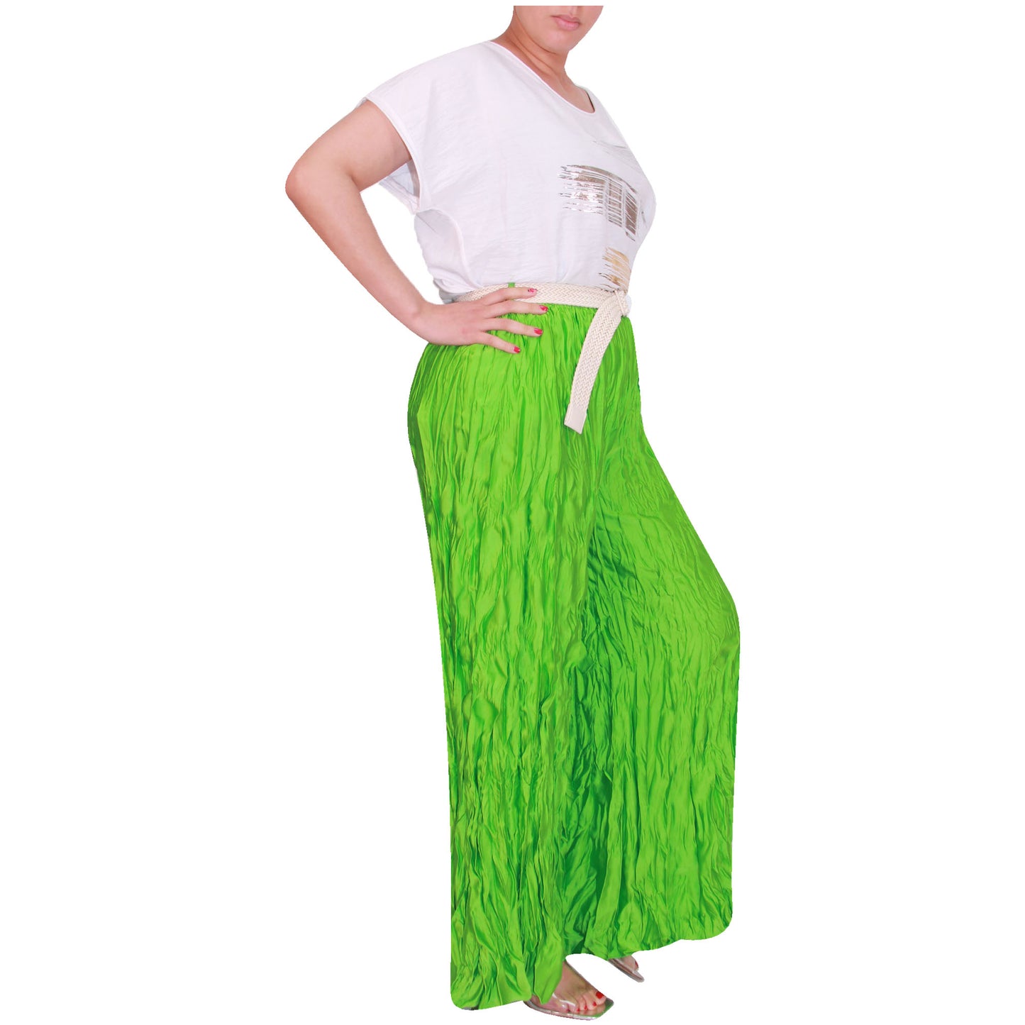 Crinkle Palazzo-broek voor dames met wijde pijpen