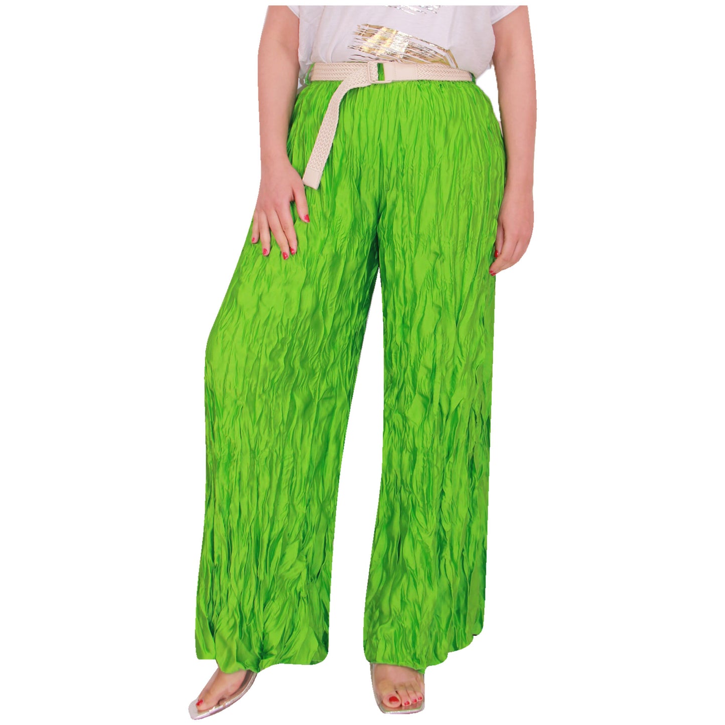 Crinkle Palazzo-broek voor dames met wijde pijpen