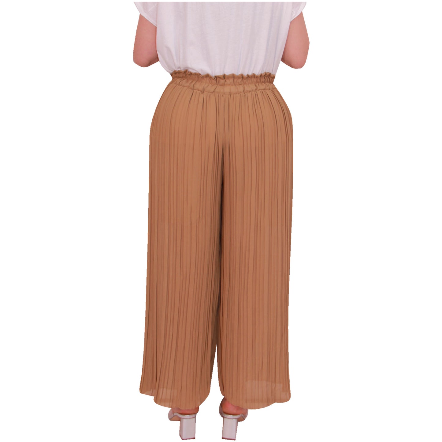 Flowy and Chic: Women's Pleated Palazzo Pants with Wide Legs and Chiffon Fabric for Office and Casual Wear