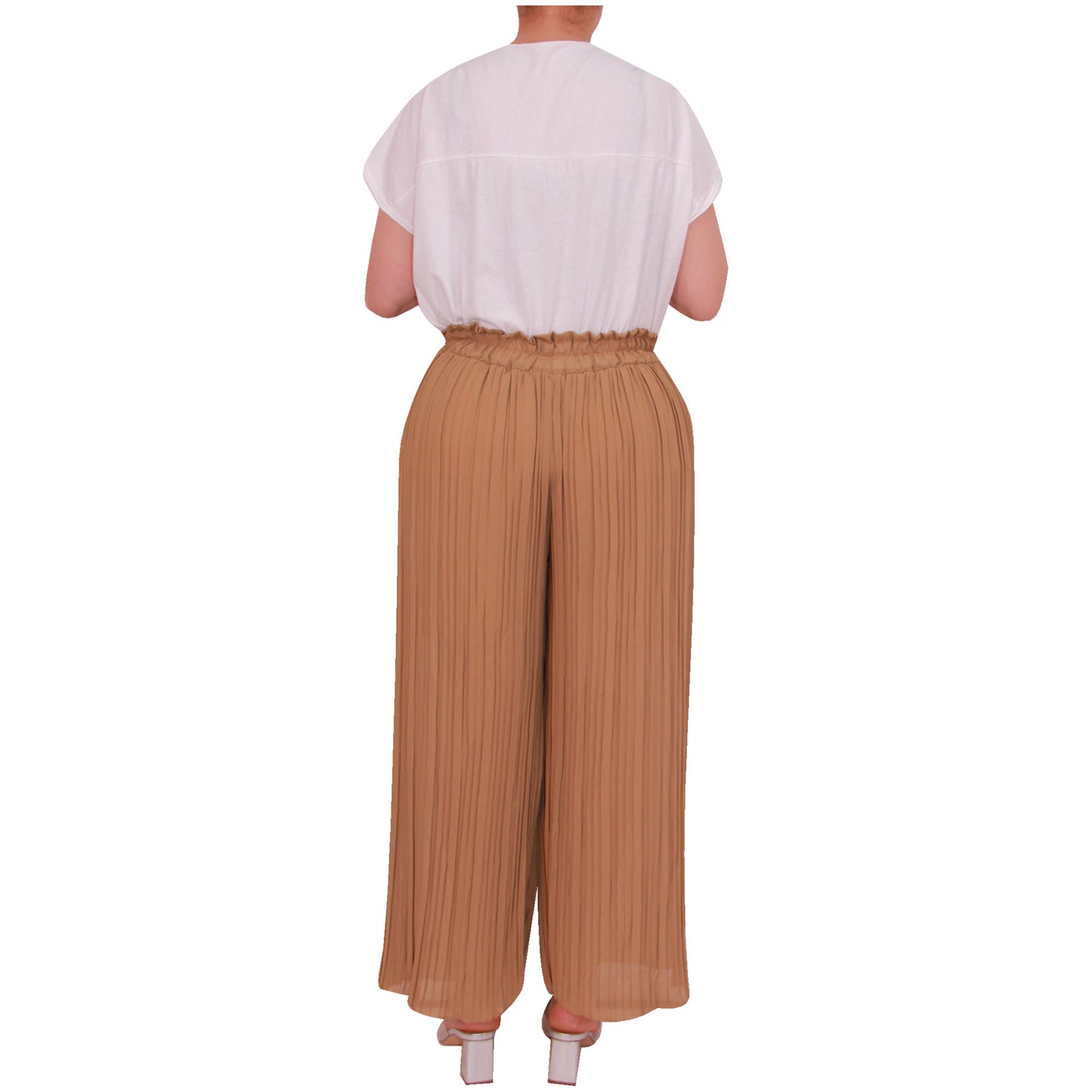 Flowy and Chic: Women's Pleated Palazzo Pants with Wide Legs and Chiffon Fabric for Office and Casual Wear
