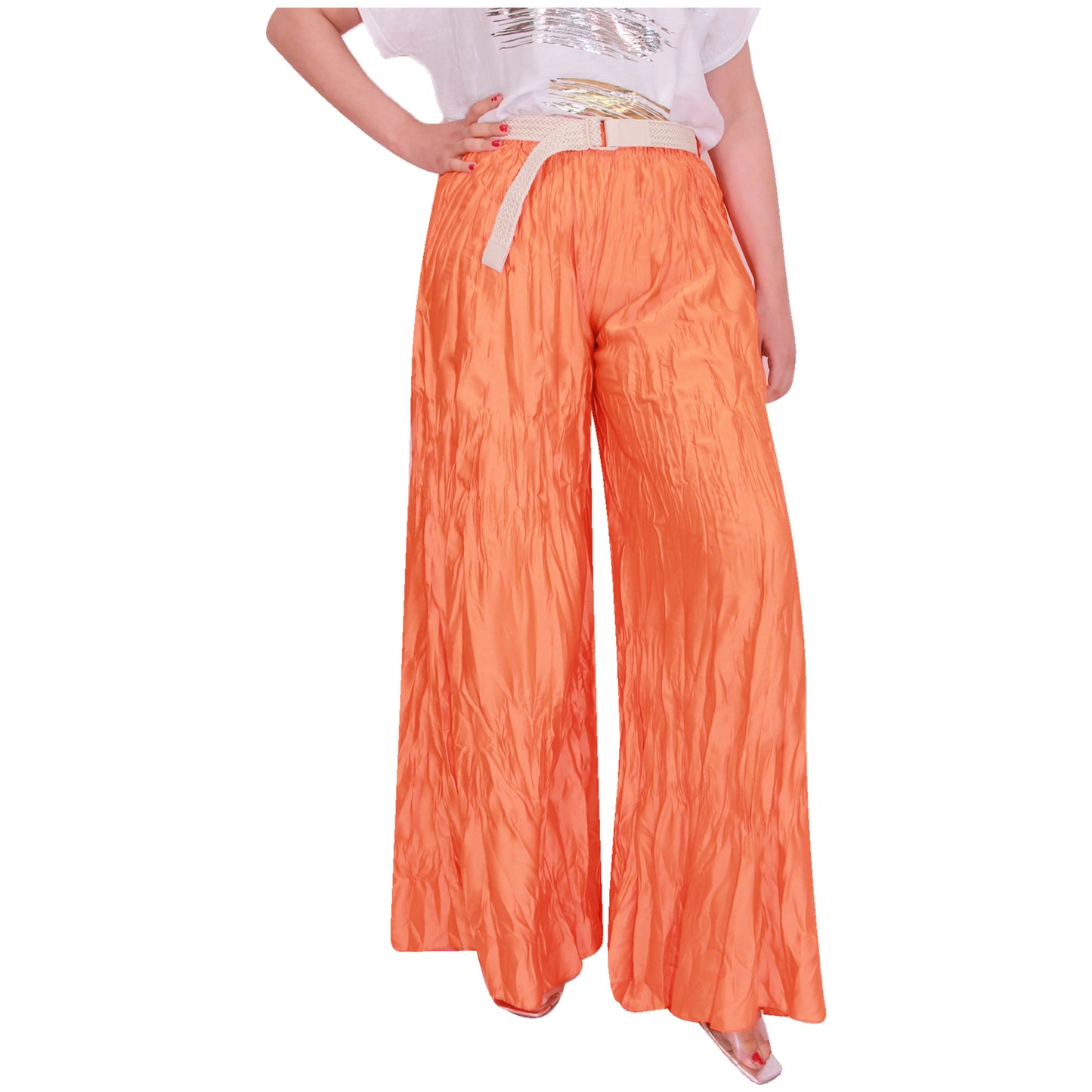 Crinkle Palazzo-broek voor dames met wijde pijpen