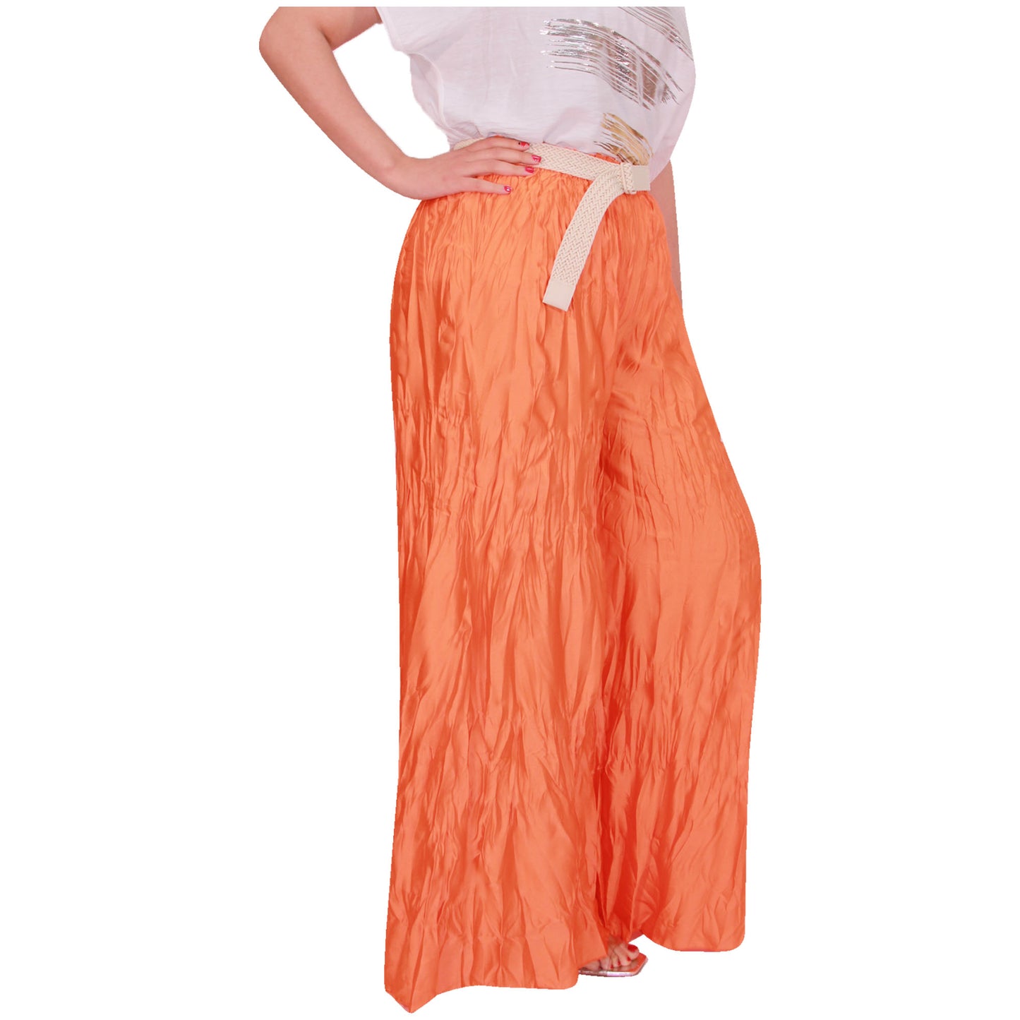 Crinkle Palazzo-broek voor dames met wijde pijpen