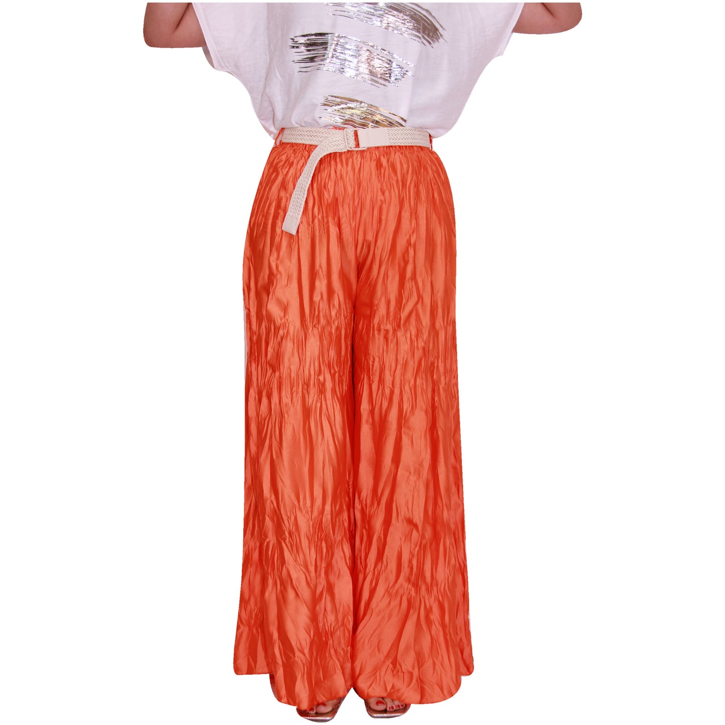 Crinkle Palazzo-broek voor dames met wijde pijpen