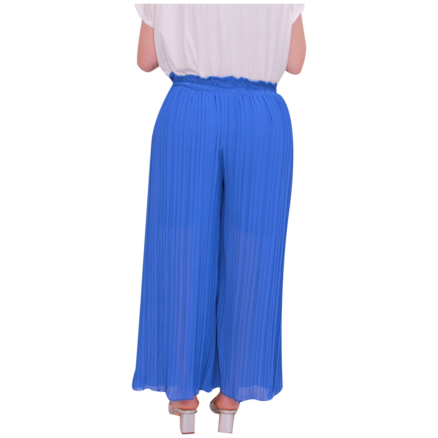 Flowy and Chic: Women's Pleated Palazzo Pants with Wide Legs and Chiffon Fabric for Office and Casual Wear