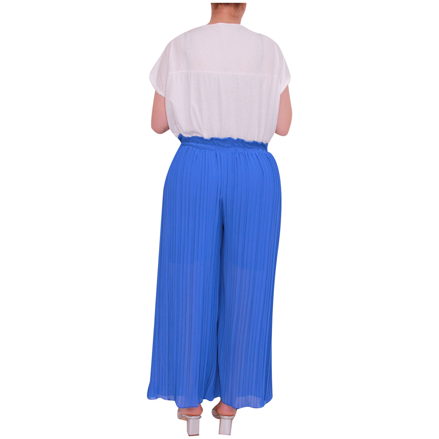 Flowy and Chic: Women's Pleated Palazzo Pants with Wide Legs and Chiffon Fabric for Office and Casual Wear