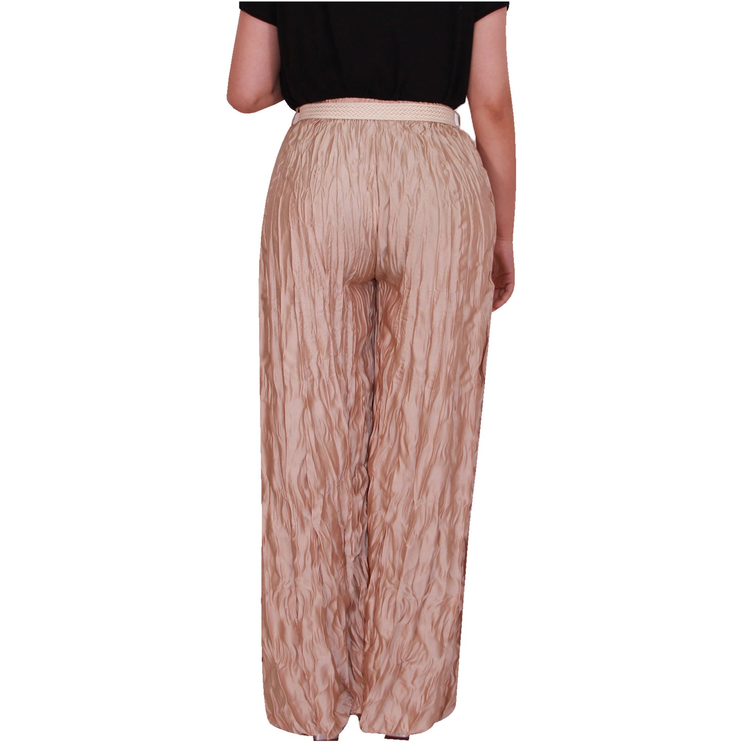 Crinkle Palazzo-broek voor dames met wijde pijpen
