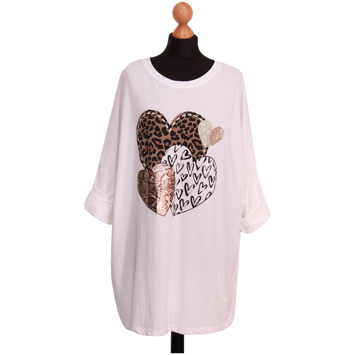 Women Top Ladies Plus Size ANIMAL HEART PRINTED TOP...... T-shirt