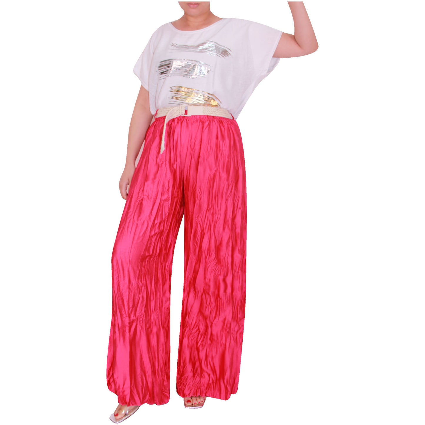 Crinkle Palazzo-broek voor dames met wijde pijpen