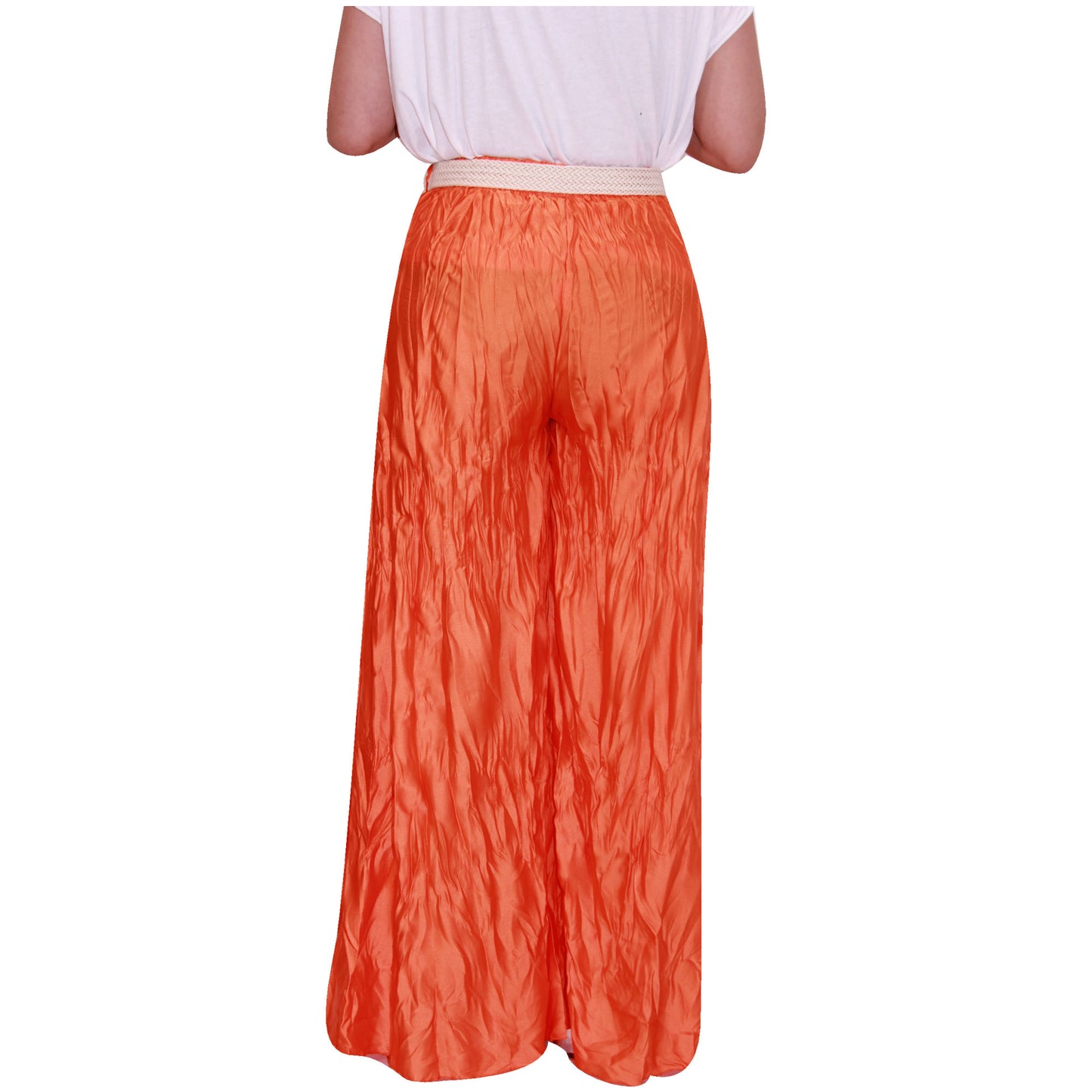 Crinkle Palazzo-broek voor dames met wijde pijpen