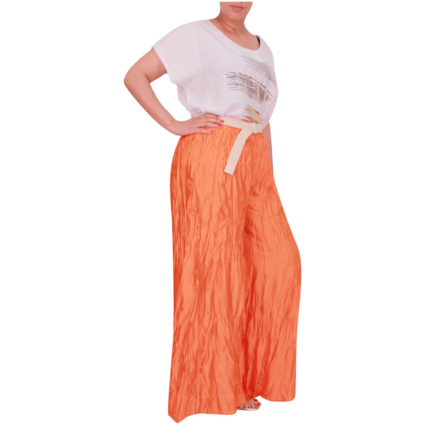 Crinkle Palazzo-broek voor dames met wijde pijpen