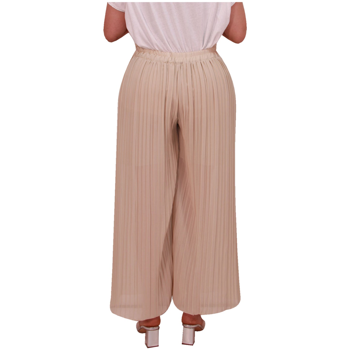 Flowy and Chic: Women's Pleated Palazzo Pants with Wide Legs and Chiffon Fabric for Office and Casual Wear