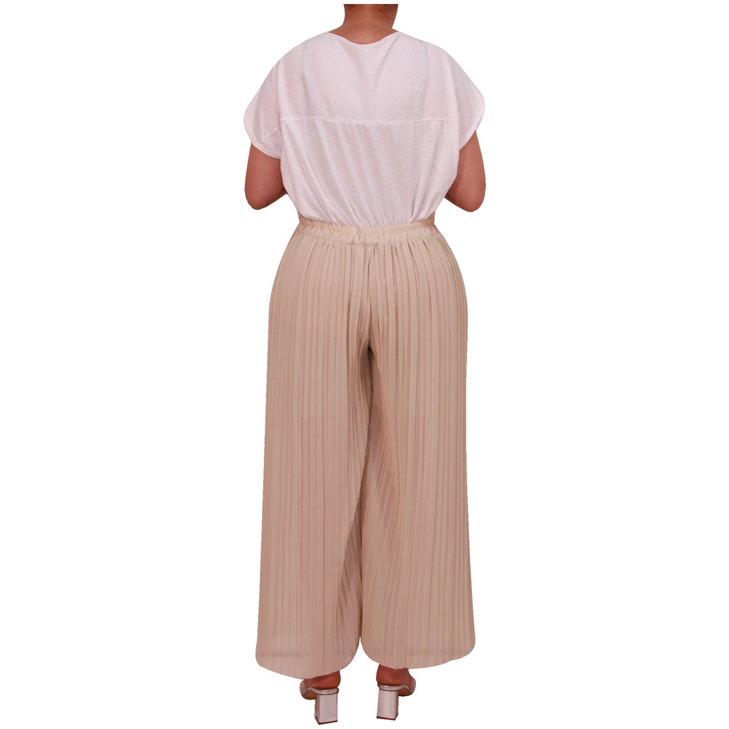 Flowy and Chic: Women's Pleated Palazzo Pants with Wide Legs and Chiffon Fabric for Office and Casual Wear
