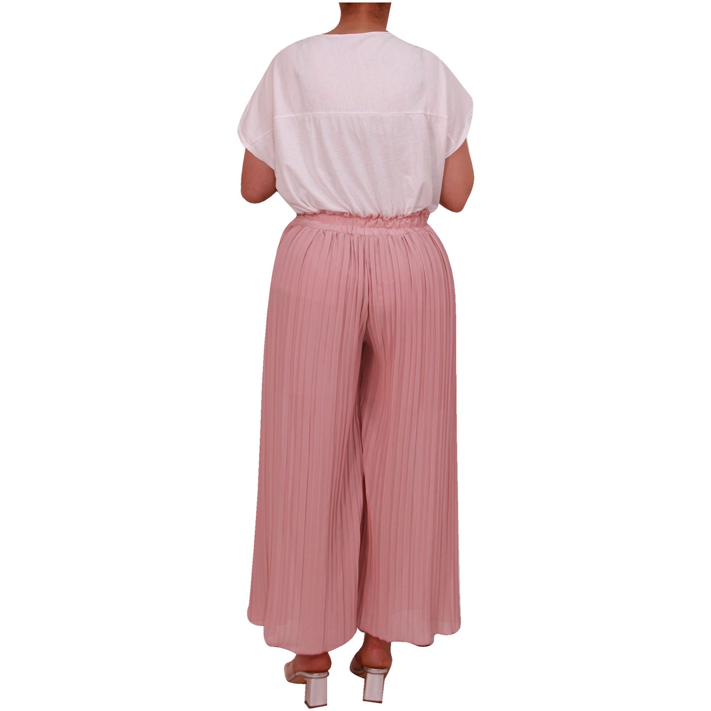 Flowy and Chic: Women's Pleated Palazzo Pants with Wide Legs and Chiffon Fabric for Office and Casual Wear