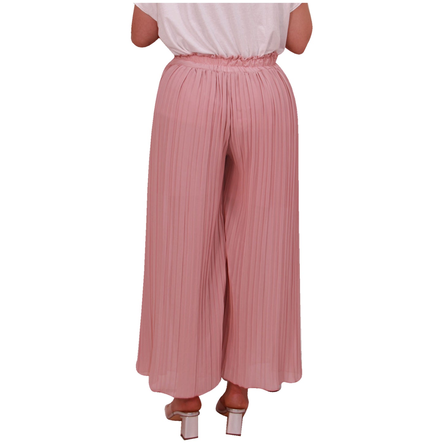 Flowy and Chic: Women's Pleated Palazzo Pants with Wide Legs and Chiffon Fabric for Office and Casual Wear