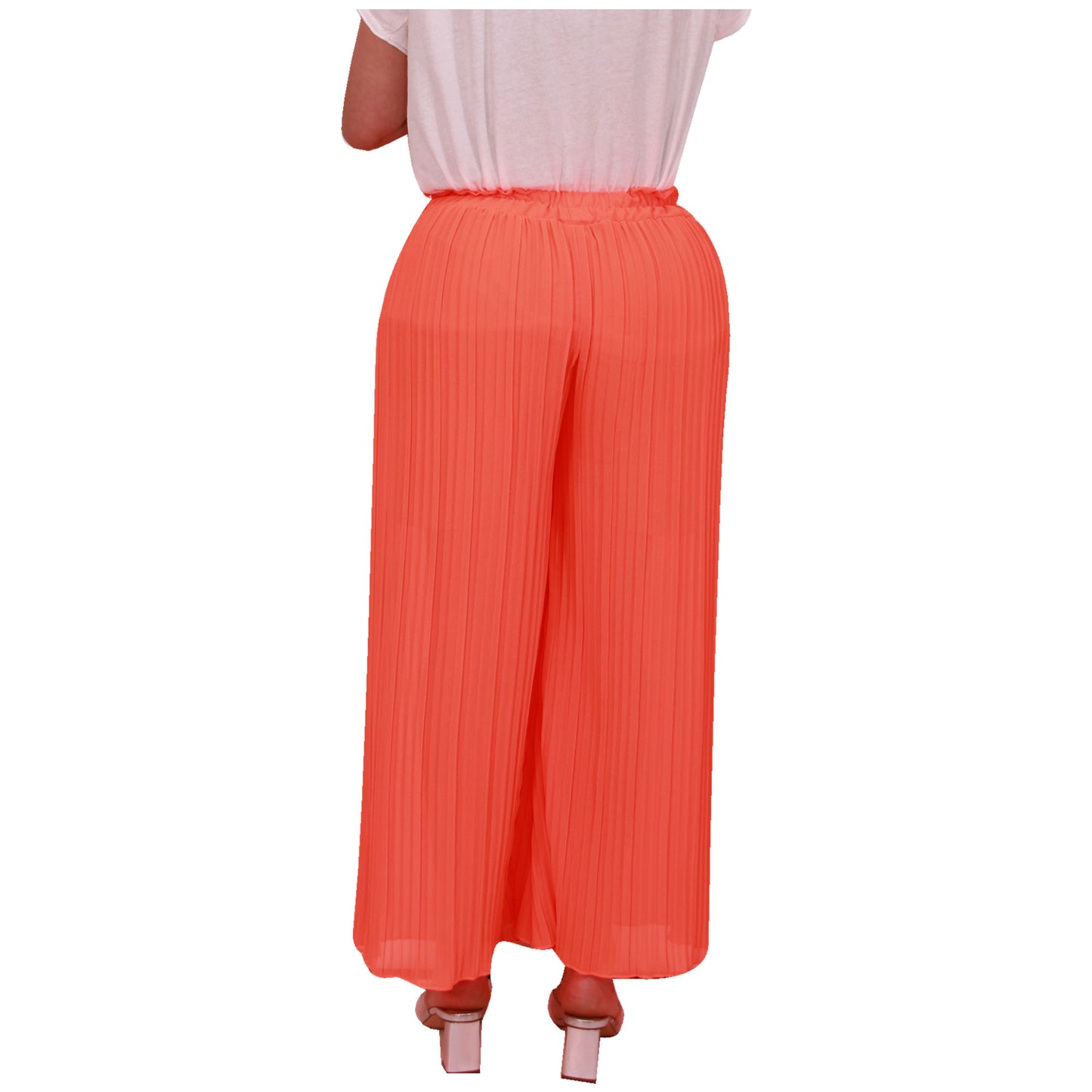 Flowy and Chic: Women's Pleated Palazzo Pants with Wide Legs and Chiffon Fabric for Office and Casual Wear