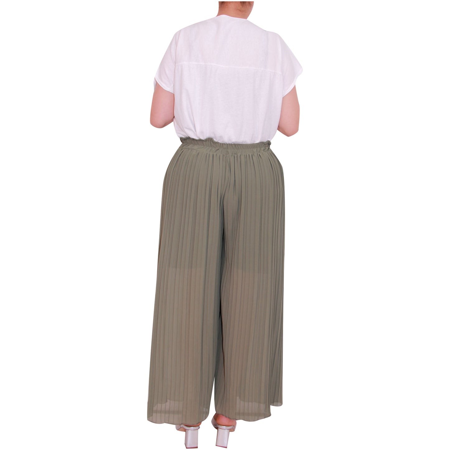 Flowy and Chic: Women's Pleated Palazzo Pants with Wide Legs and Chiffon Fabric for Office and Casual Wear