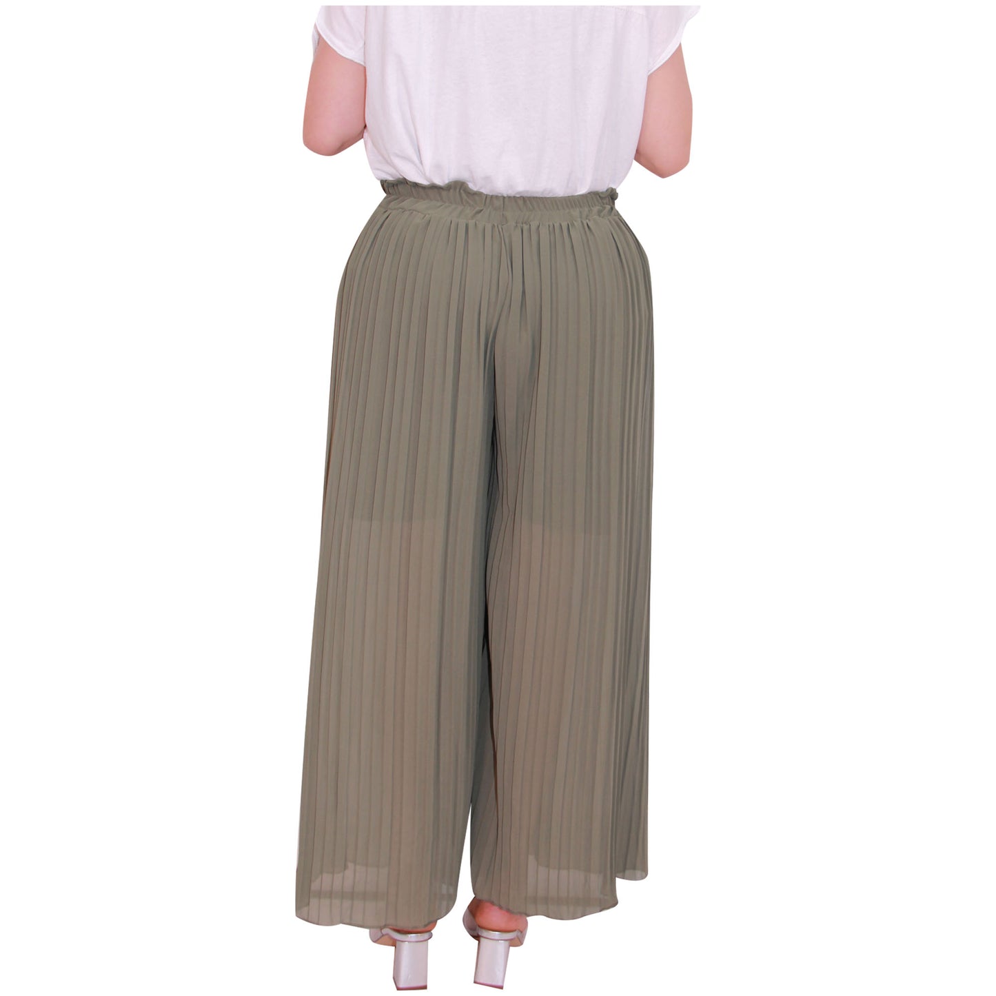 Flowy and Chic: Women's Pleated Palazzo Pants with Wide Legs and Chiffon Fabric for Office and Casual Wear