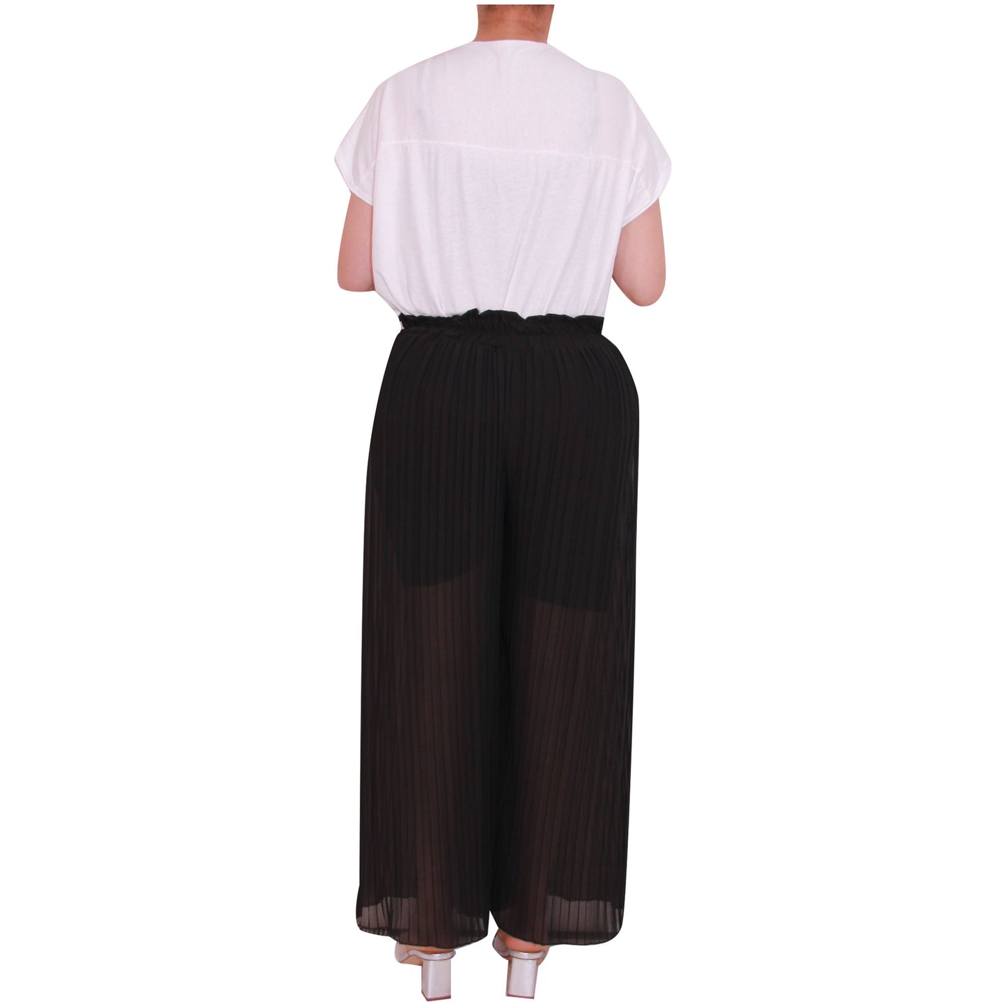 Flowy and Chic: Women's Pleated Palazzo Pants with Wide Legs and Chiffon Fabric for Office and Casual Wear