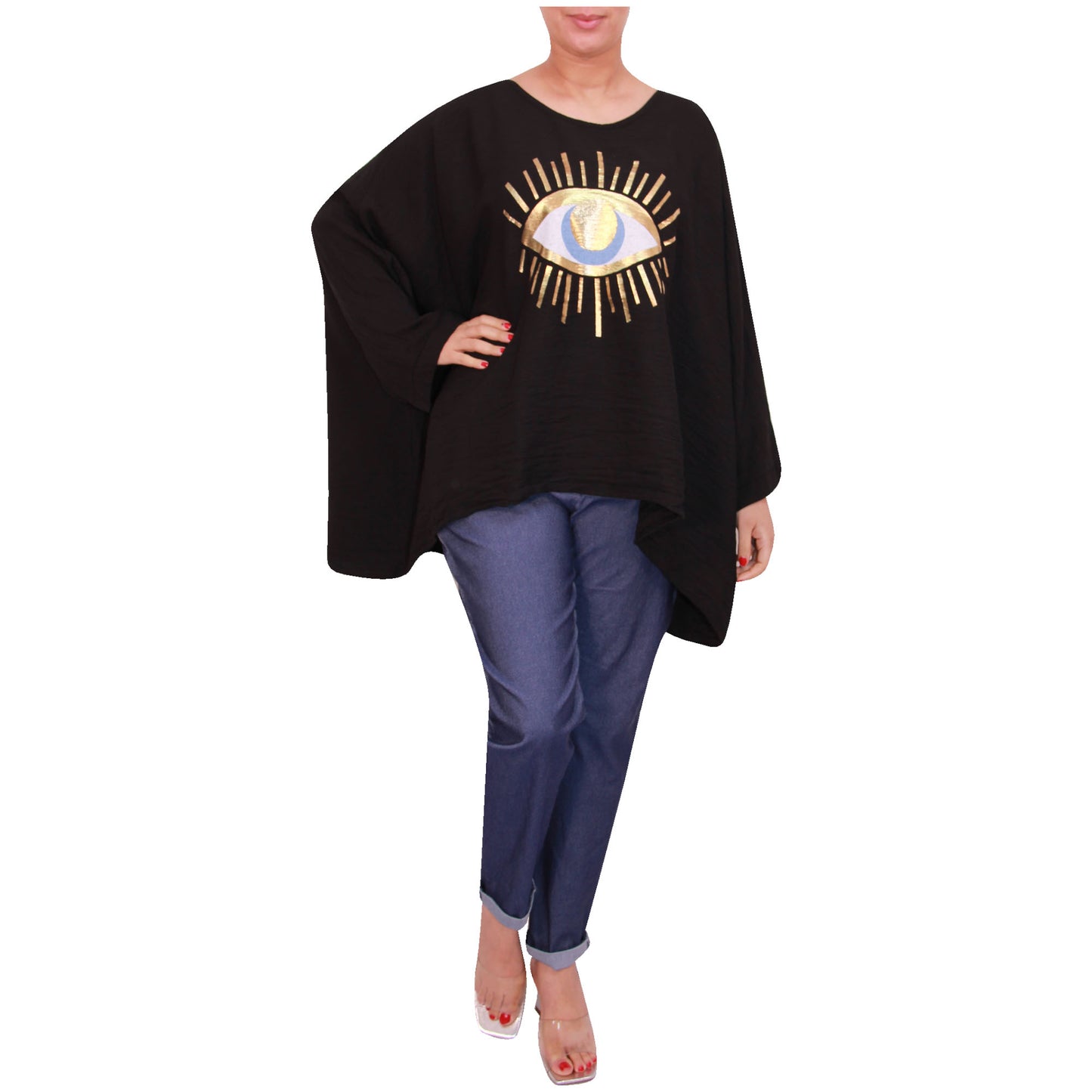 Mesdames fashion top femmes plus taille kimono eye top filles