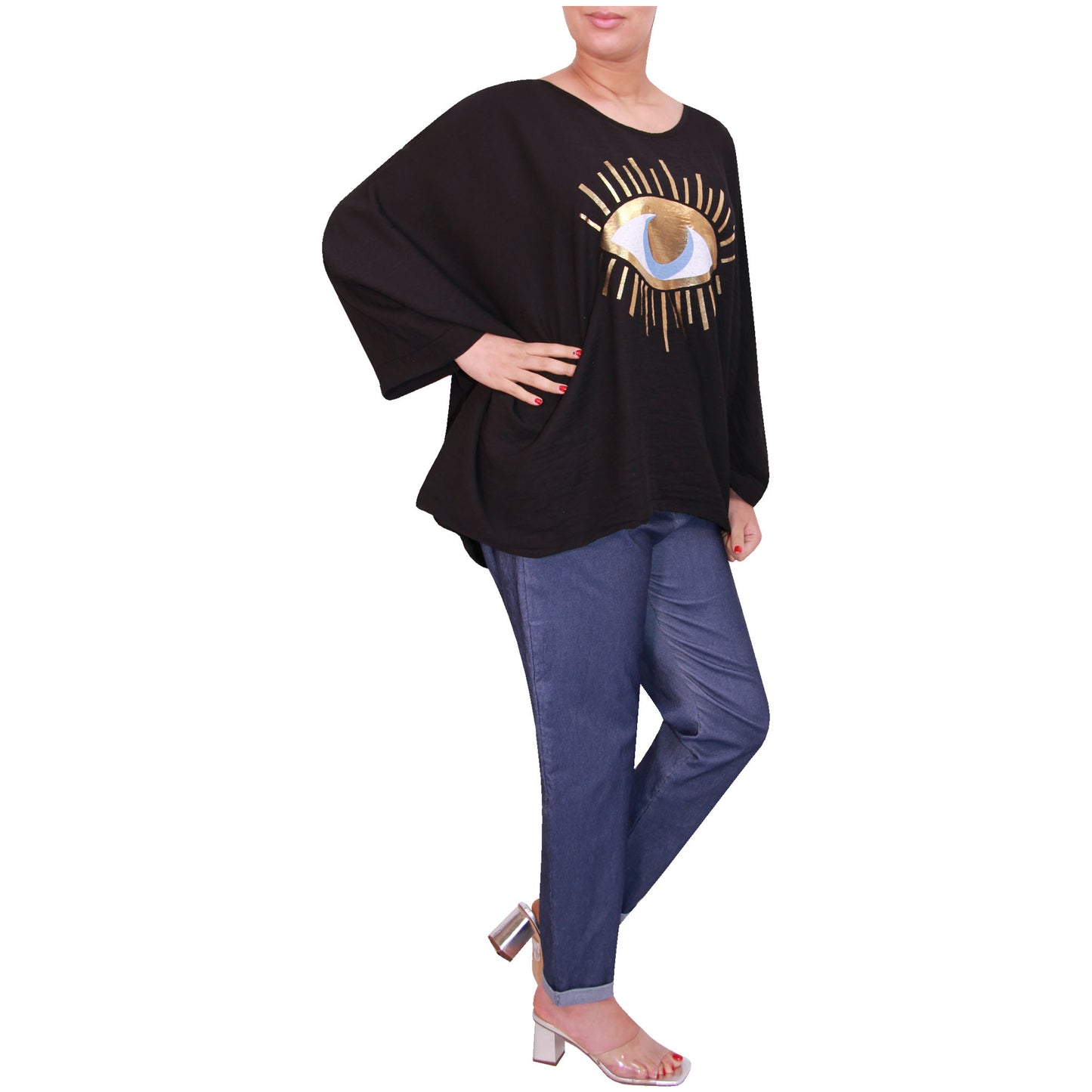 Mesdames fashion top femmes plus taille kimono eye top filles