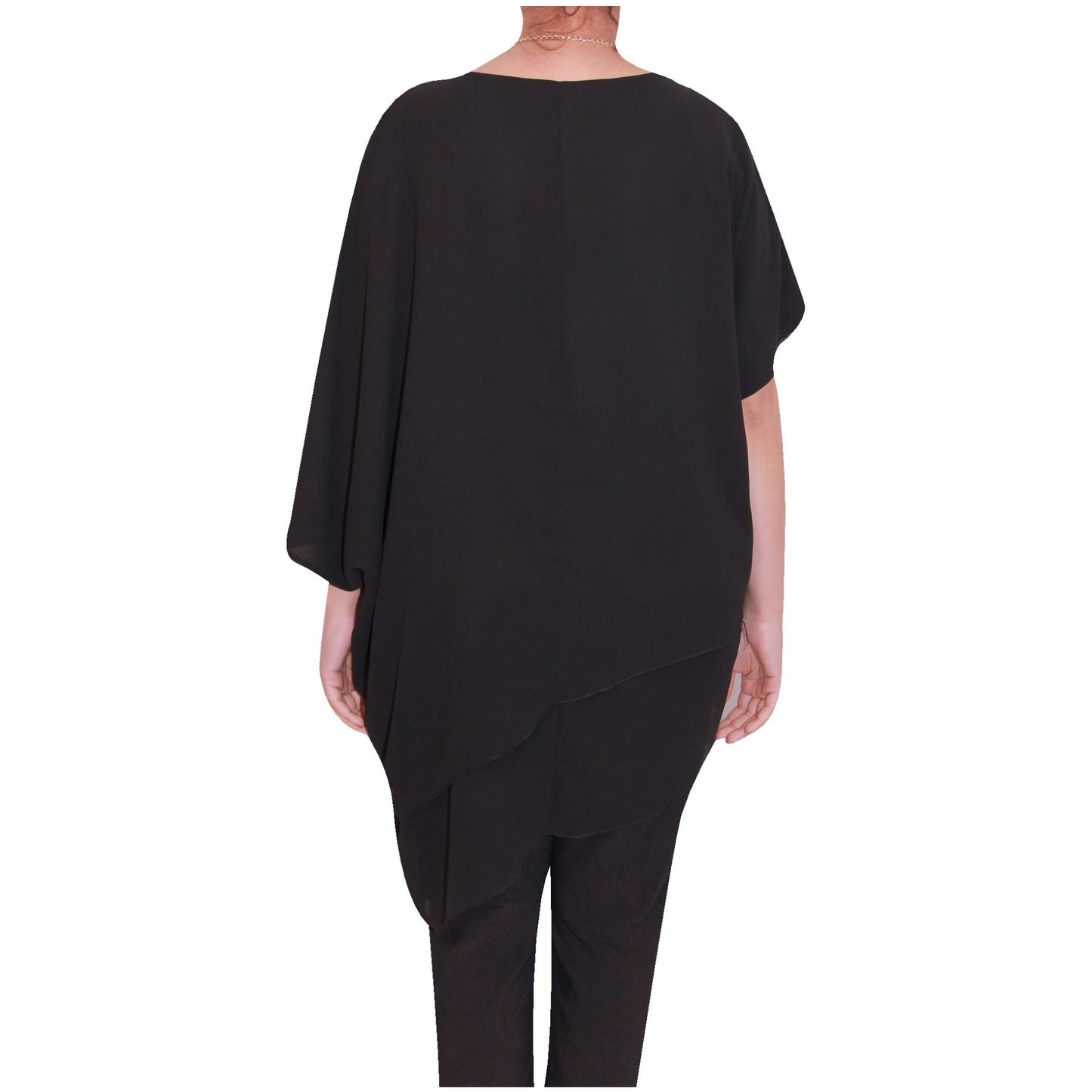 Haut en mousseline asymétrique taille plus élégant pour femme