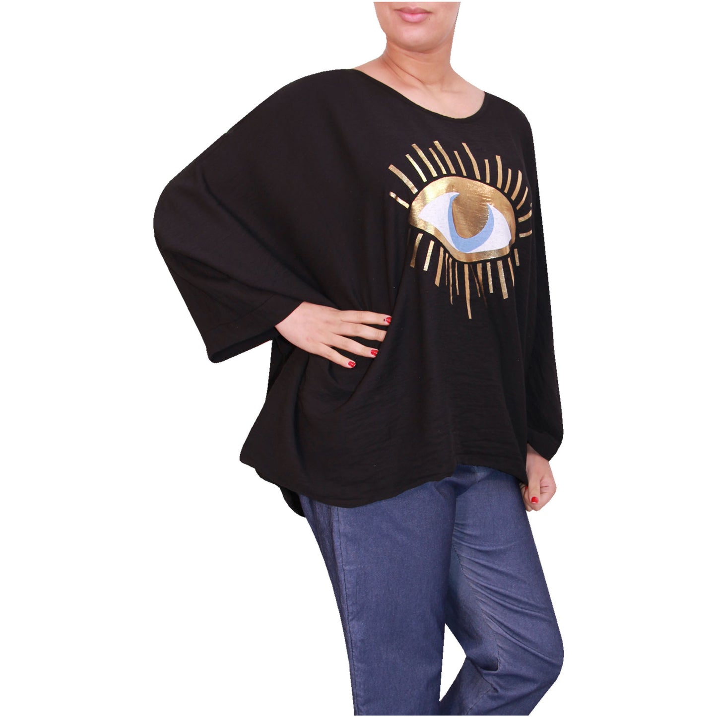 Mesdames fashion top femmes plus taille kimono eye top filles