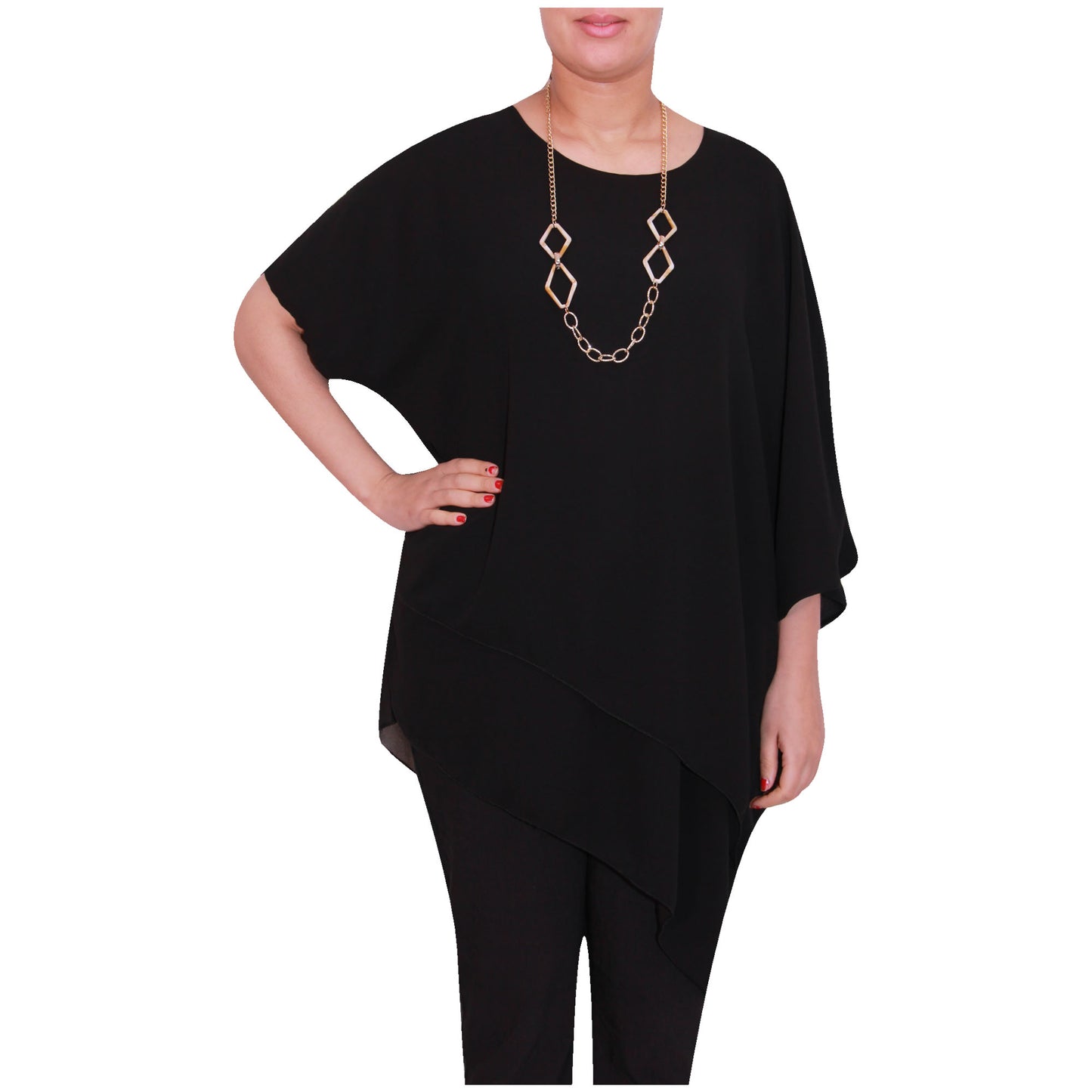 Haut en mousseline asymétrique taille plus élégant pour femme