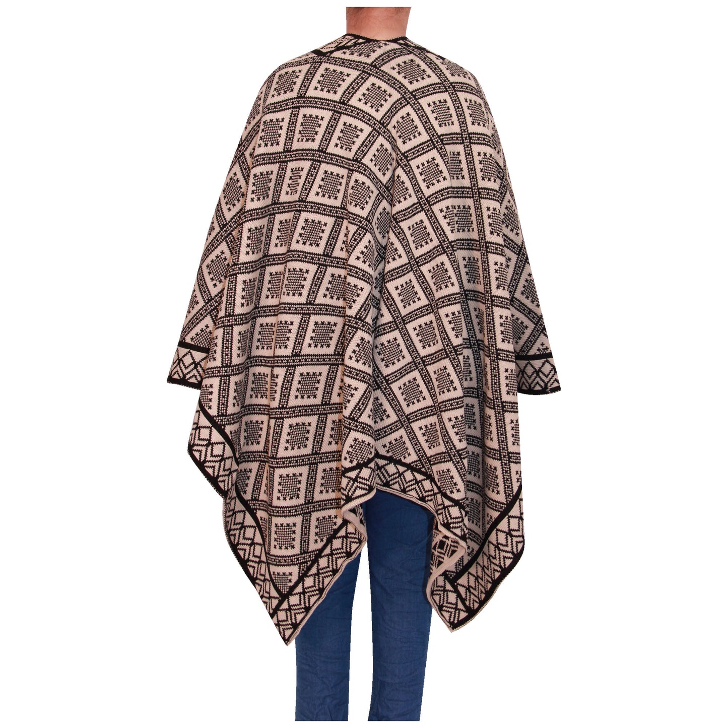 Damessjaal dames gebreid Wikkelponcho meisjes Sjaal warm geschenk Bedrukte Schotse ruit Open Vest Aztec aanwezig