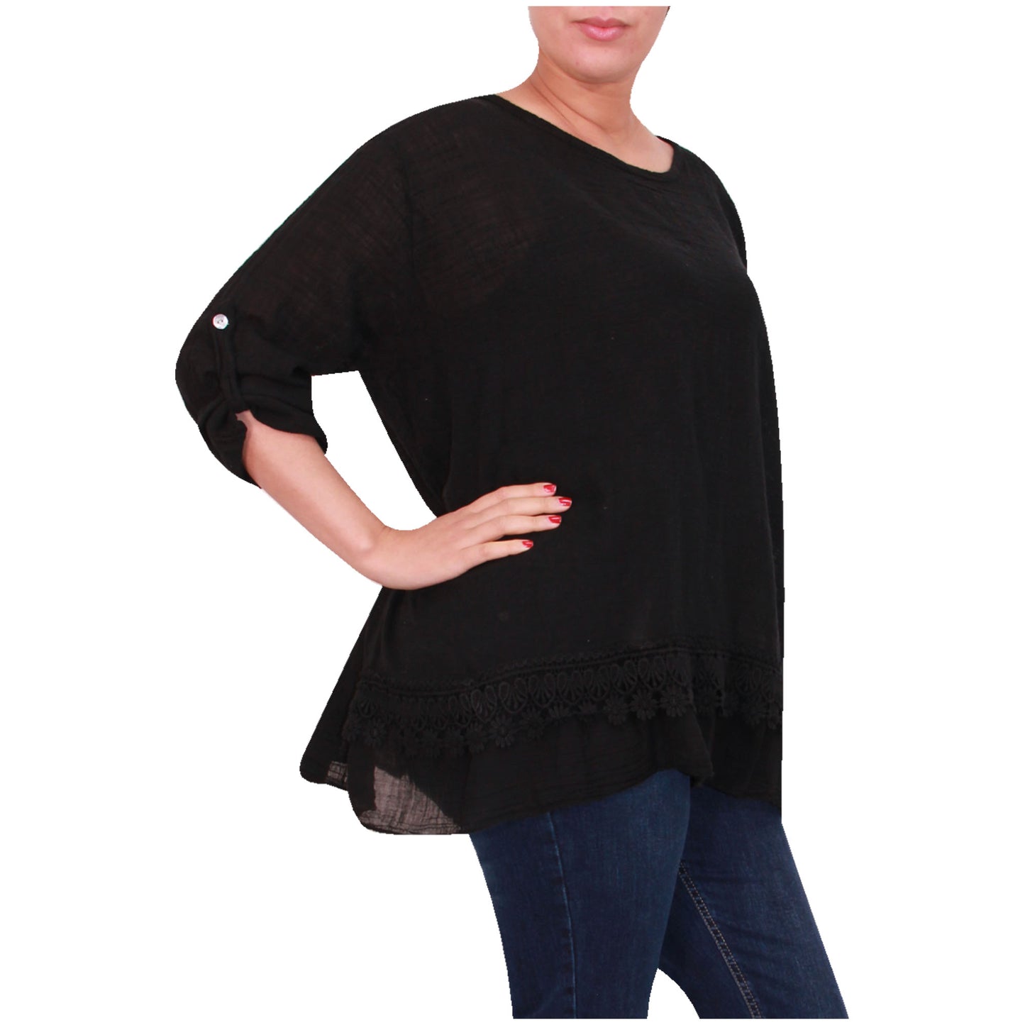 Italian Ladies Plain Lace Top