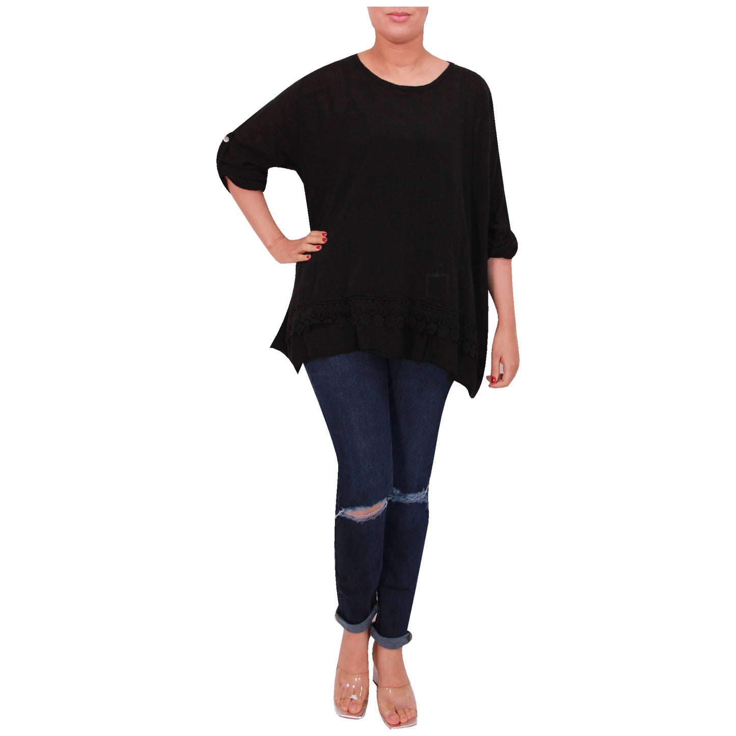 Italian Ladies Plain Lace Top