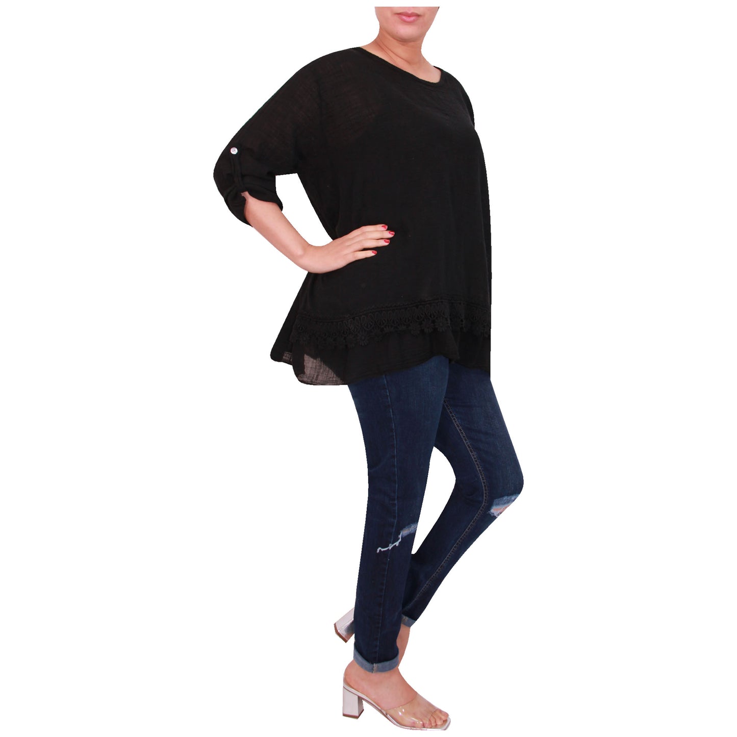 Italian Ladies Plain Lace Top
