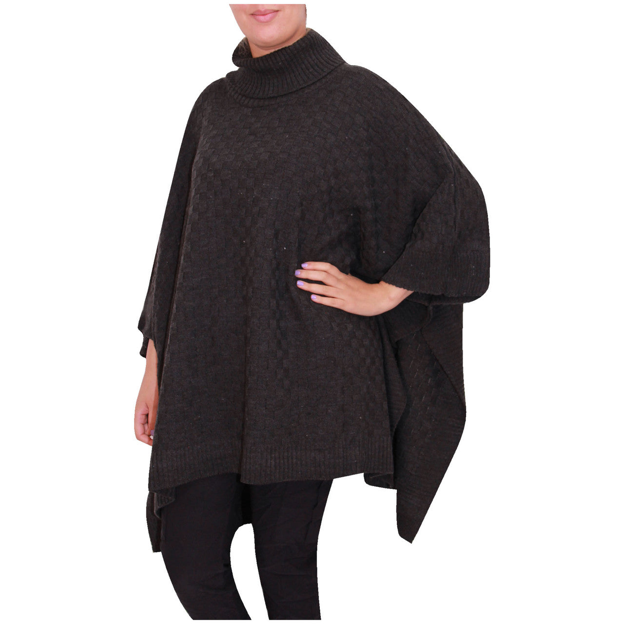 Femmes Poncho Mesdames Col Bénitier tricoté Poncho Cape Châle Écharpe Wrap
